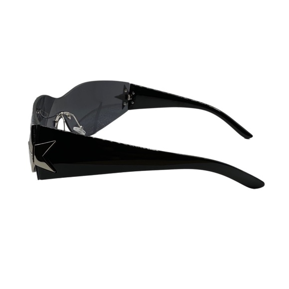 Y2K Wrap Oversized Sunglasses Black Star - Picture 4 of 12